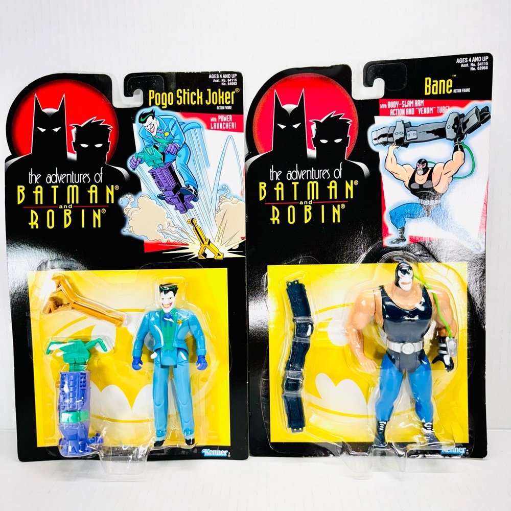 The Adventures Of Batman & Robin Pogo Stick Joker & Bane Figures 1995 Kenner